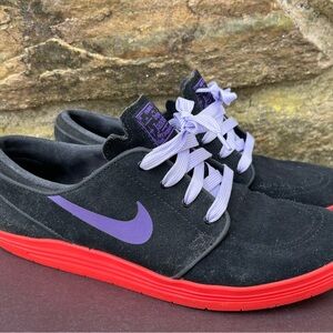 Nike SB Stefan Janoski Lunarlon Skate Shoes Black Red Purple Men’s 9 Suede
